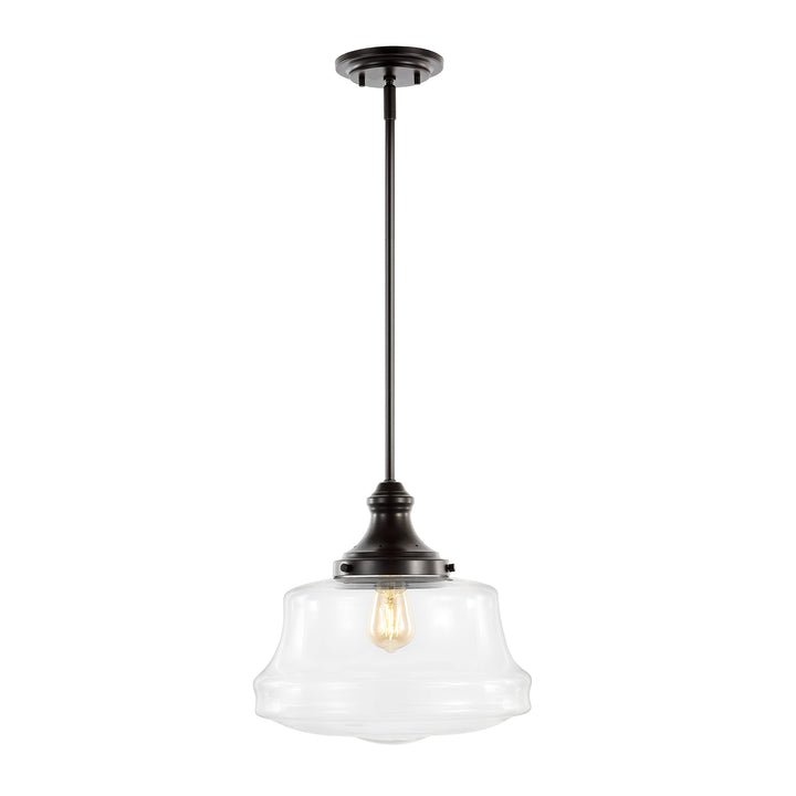 JONATHAN Y JYL7585A Schoolhouse 14" 1-Light Bohemian Farmhouse Iron/Glass LED