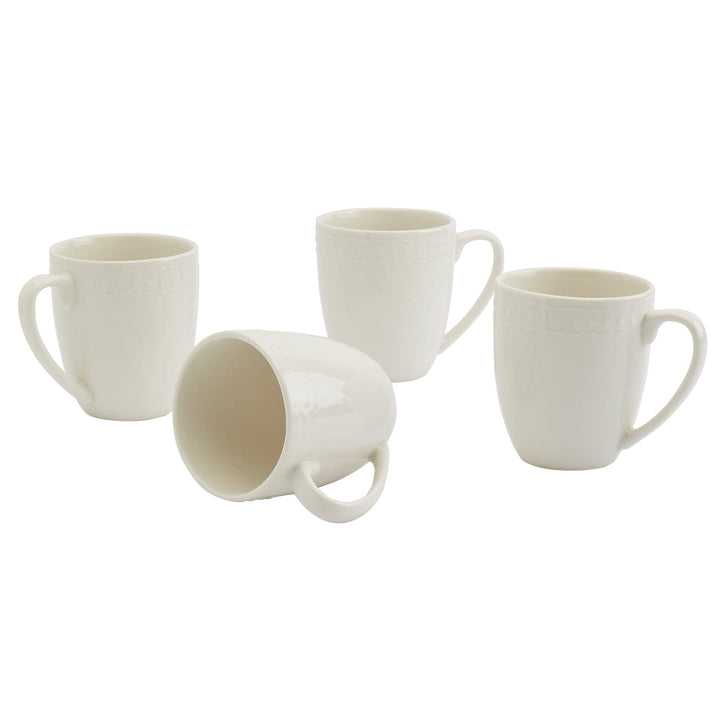 Tabletops 4pc Bloom 15oz Mug Set Off/White Solid Modern Contemporary Round