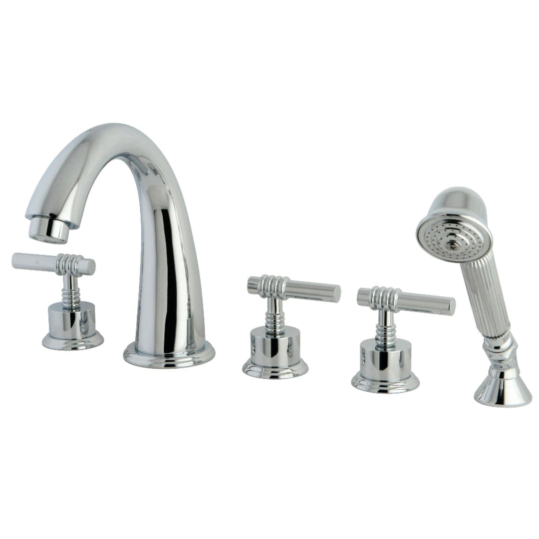 Kingston Brass Manhattan 5-Hole Deck Mount Roman Tub Faucet with Hand Shower Polished Chrome