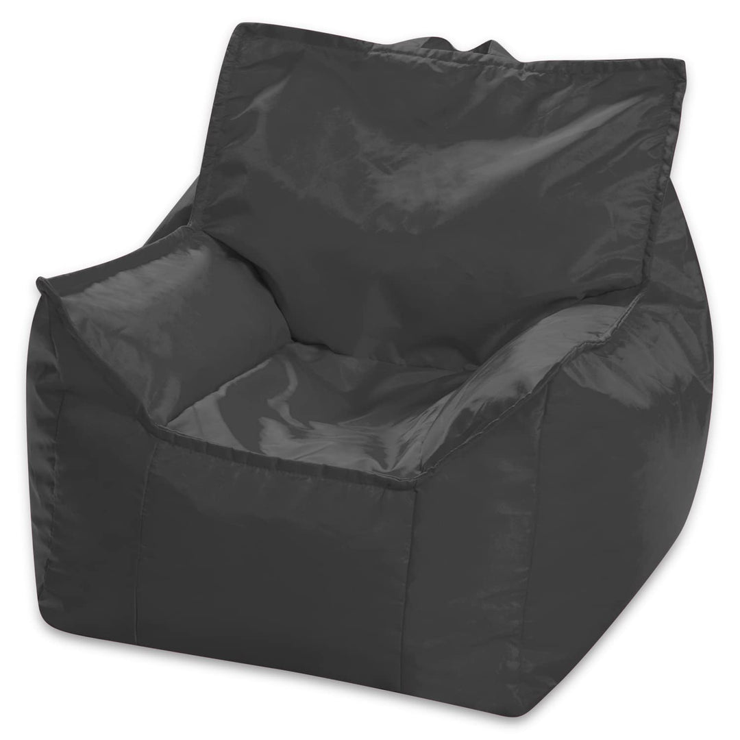 Posh Creations Structured Comfy Bean Bag Chair for Gaming Reading and Watching Newport Chair - Charcoal Grey