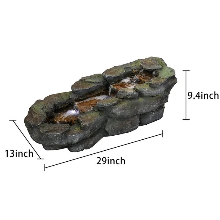 9.4in Tall Indoor/outdoor Resin Stone River Rock Fountain W/led Lights Grey - Diamond Home USA