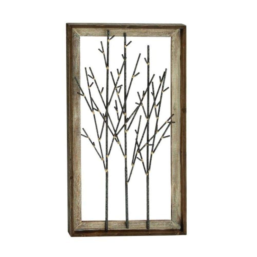 Place Brown Metal/Wood Twigs Wall Decor Multi Color Farmhouse Iron Metal Wood