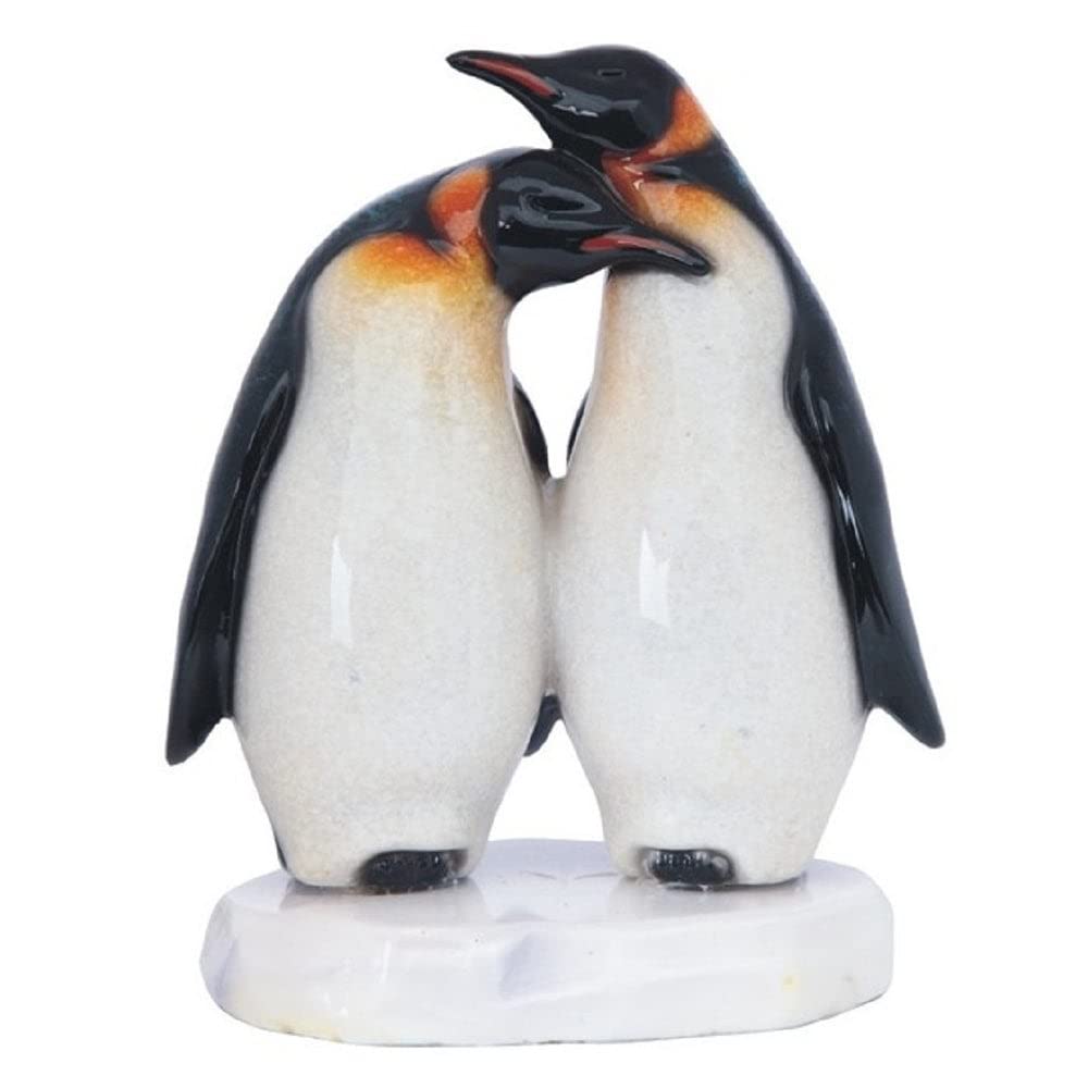 6.5" h King Penguin Couple Statue Lovely Animal Decoration Figurine Multi