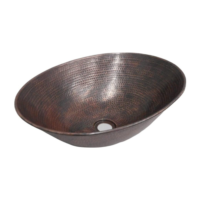 17" Oval Copper Vessel Bathroom Sink in Brushed X 12.5" 5" Finish Hammered