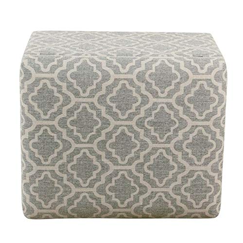 Ash Grey Geometric Storage Ottoman Pattern Fabric Foam Wood - Diamond Home USA