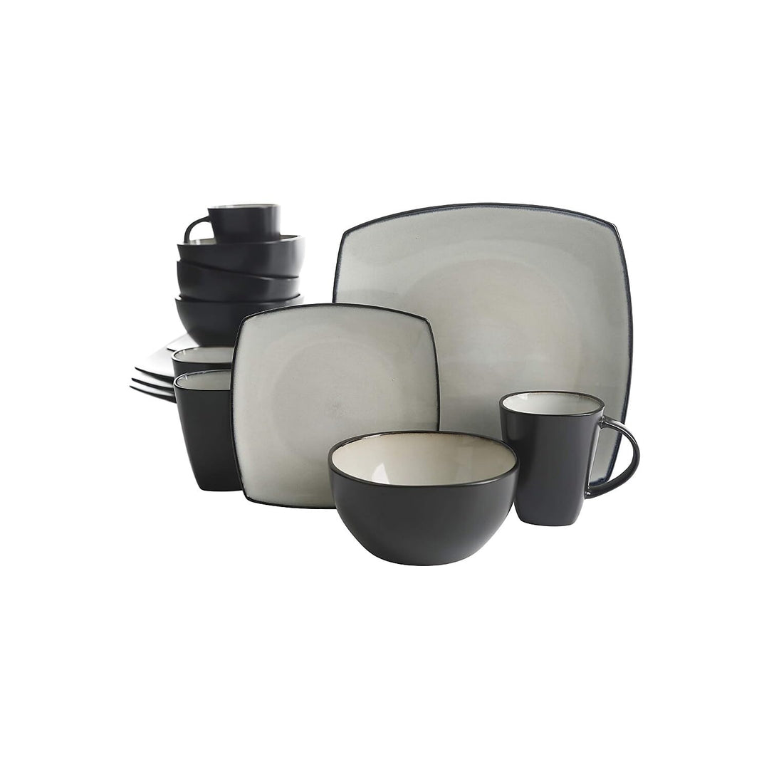 Gibson Soho Lounge Square Reactive Glaze Stoneware Dinnerware Set Service for