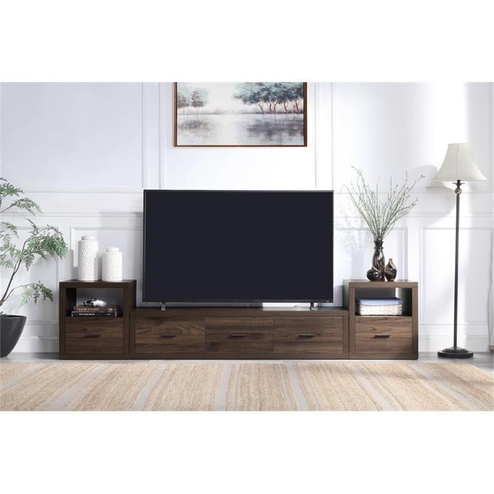 Acme Harel Wooden Rectangular TV Stand with 3 Large Drawers in Walnut - Diamond Home USA