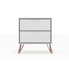 Manhattan Comfort Rockefeller Mid-Century Modern 2 Drawer Bedroom Nightstand . White