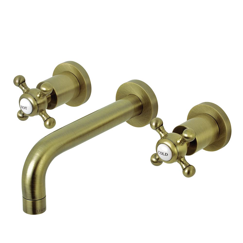 Kingston Brass KS8123BX Metropolitan 2-Handle 8 in. Wall Mount Bathroom Faucet Antique Brass