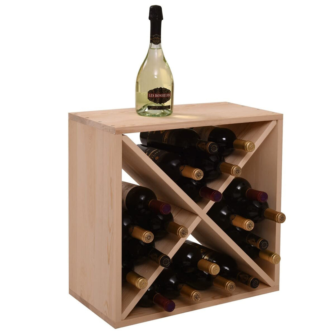 24-Bottle Compact Cellar Cube Wine Rack Brown Modern Contemporary Wood - Diamond Home USA