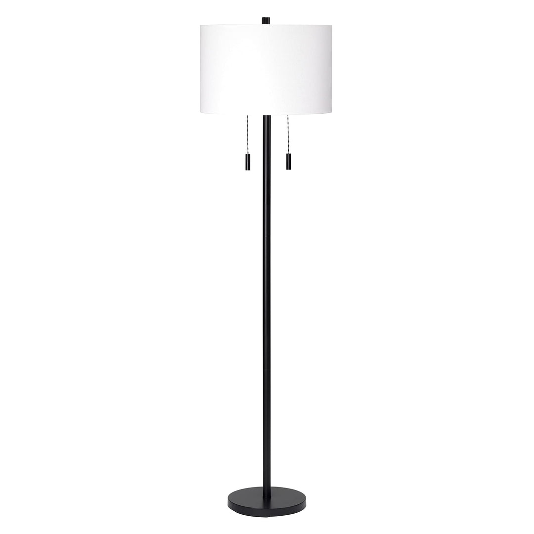 2-Light Metal Floor Lamp Black 64 Transitional