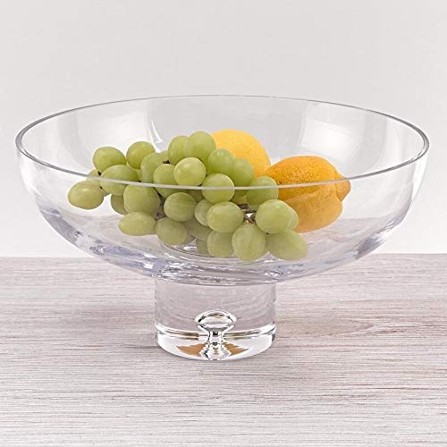 Galaxy European Mouth Blown eep Pedestal 11 X 5.75" Bowl Clear Glass 1 Piece