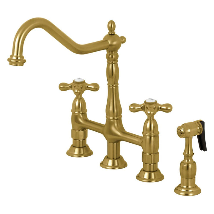 Kingston Brass KS1277AXBS Heritage 8-Inch Kitchen Faucet with Brass Sprayer Brushed Brass