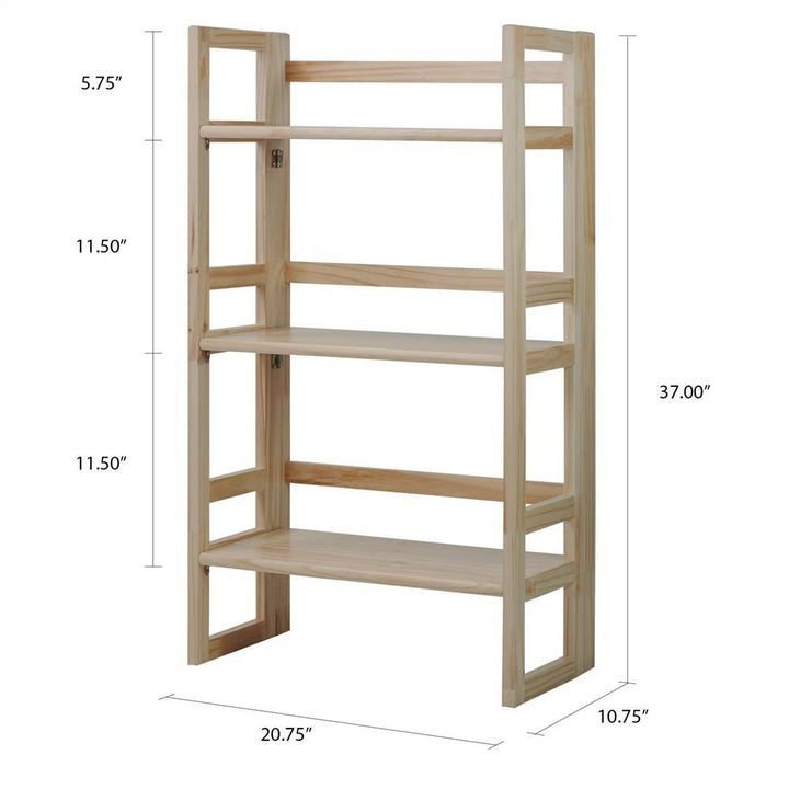 Casual Home 3-Tier Folding Student Bookcase in Finish