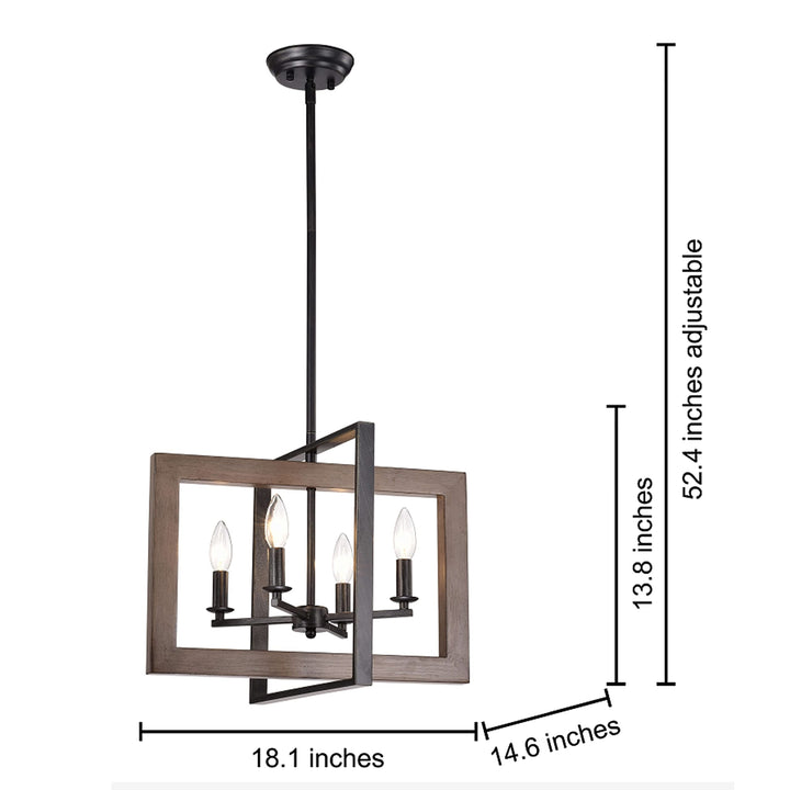 The Lighting Store Daniela Natural Wood and Antique Black Metal Open Cage