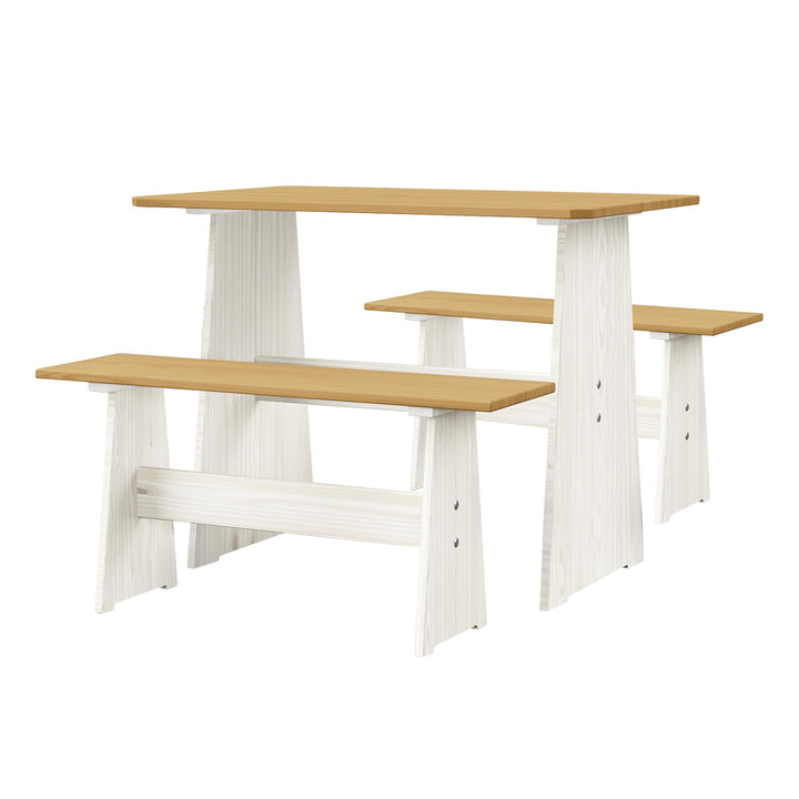 Urban Home Furniture Chapman Natural/White Bench Dining Breakfast Set