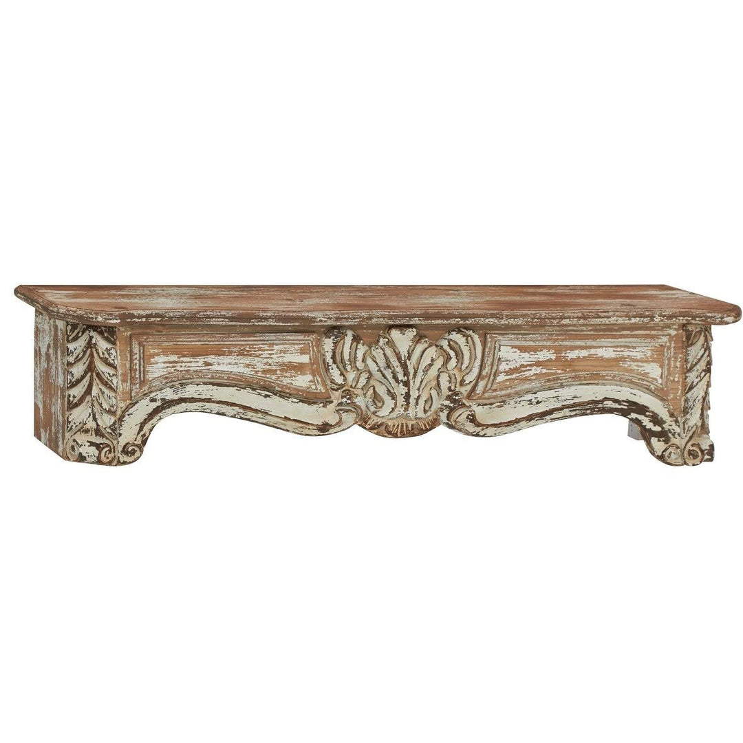 Rustic 36-inch Wood Wall Shelf - Green Traditional