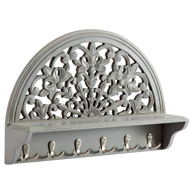 Round Decorative Grey Carved 24-in Wall Hanging 24in X 16in 5in MDF