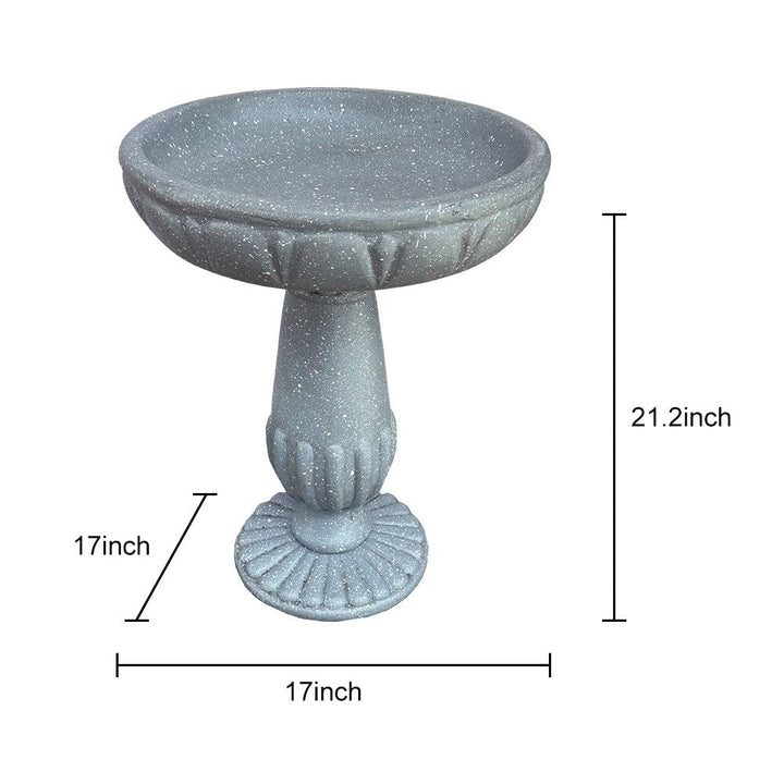 21.2in H Glass Fiber Reinforced Concrete Construction Garden Bird Bath Grey - Diamond Home USA