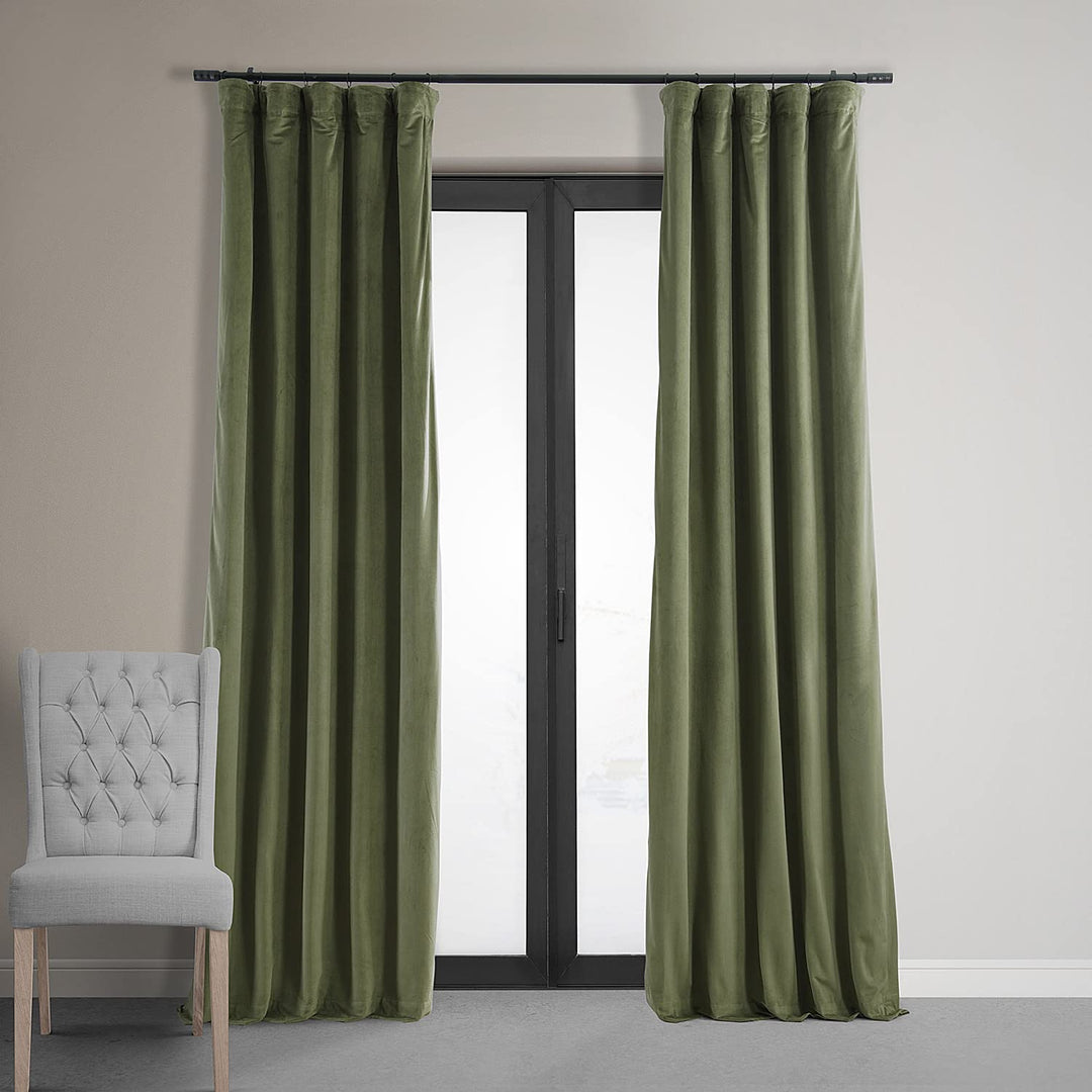 HPD Half Price Drapes Signature Velvet Thermal Blackout Curtains for Living Room 84 Inches - Hunter Green