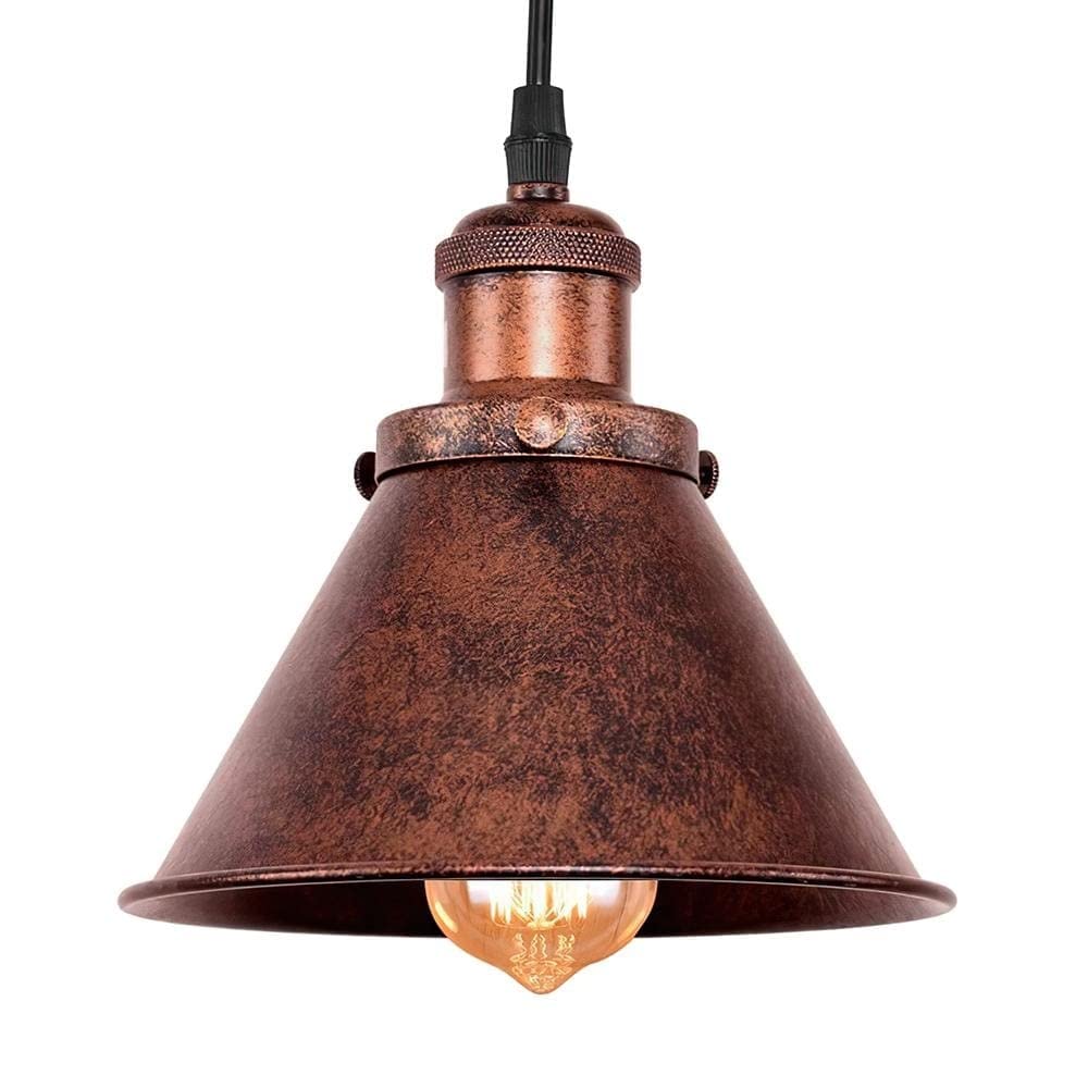 Single Rustic Copper Light Rusty Red Farmhouse Industrial Metal Dimmable