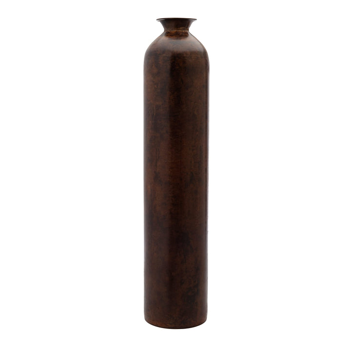 Stone Bronze Finish Bottle Vase 5x5x23.5 Brown Brass