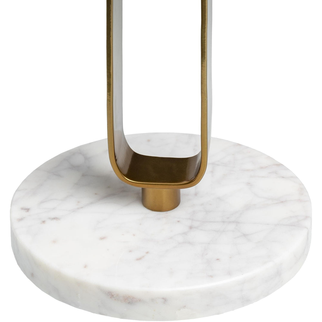 Marble End Table 24" h X 12" w 12" d Gold Modern Contemporary Round Metal