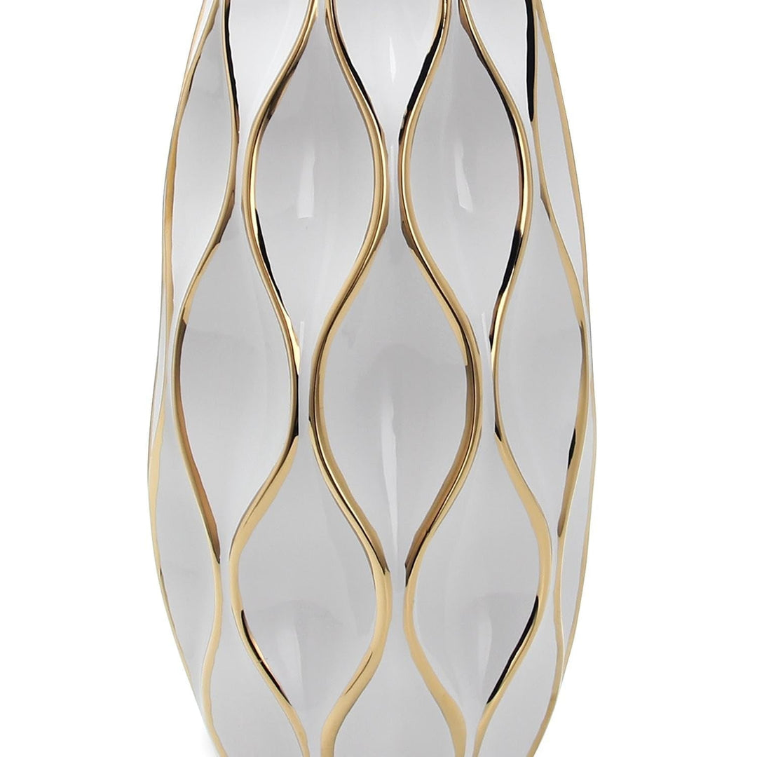 Beloved Elegant White Ceramic Vase with Gold Accents Multi Color