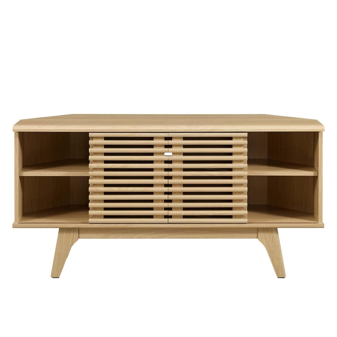 Modway Render Mid-Century Modern Low Profile 46" Corner Media TV Stand in Oak 15