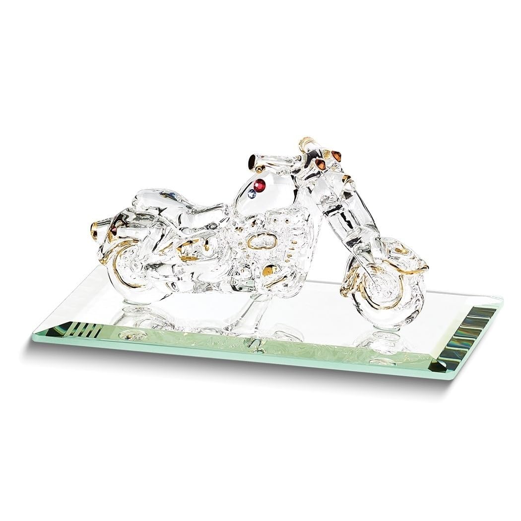 with Crystal Accents Handcrafted Glass Motorcycle Figurine Clear