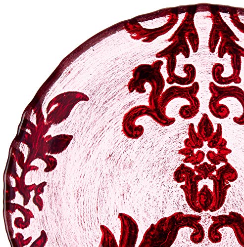 Red Pomegranate Damask Canape Plate Red Velvet 6.5-Inch 1 Piece