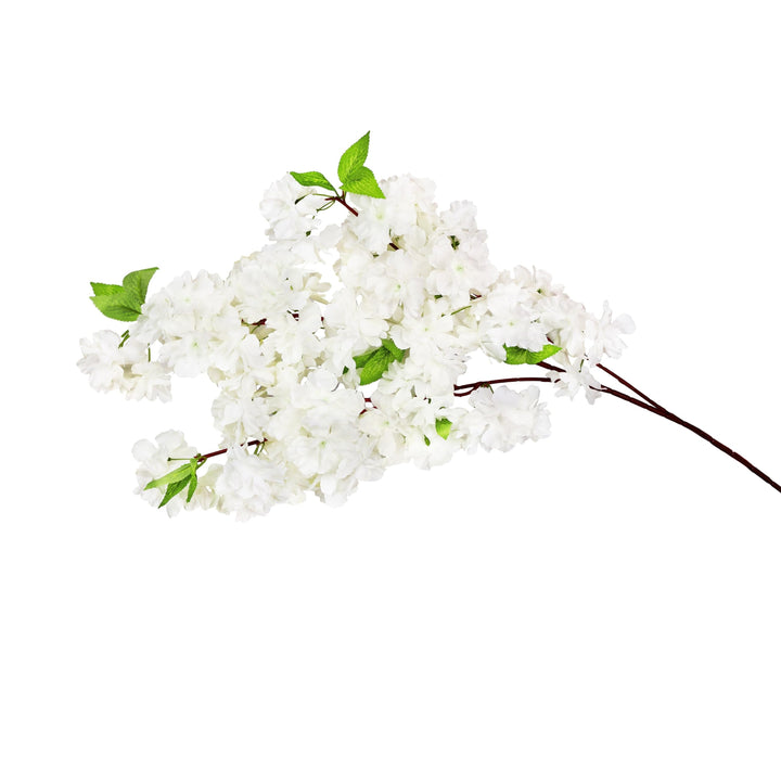 Set of 3 Cream White Artificial Triple Bloom Cherry Blossom Flower Stem Spray