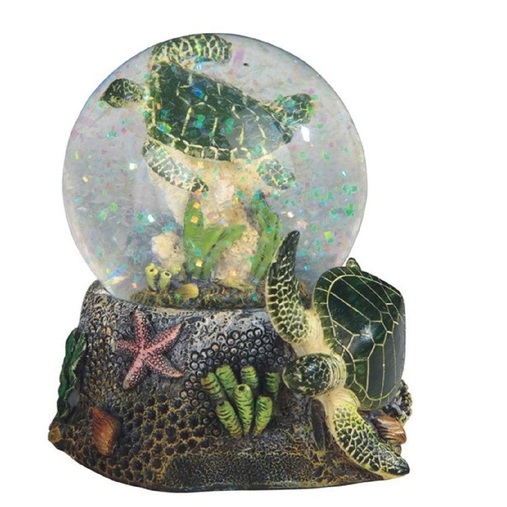 3.75 inch h Green Sea Turtle Glitter Snow Globe Marine Life Animal Statue