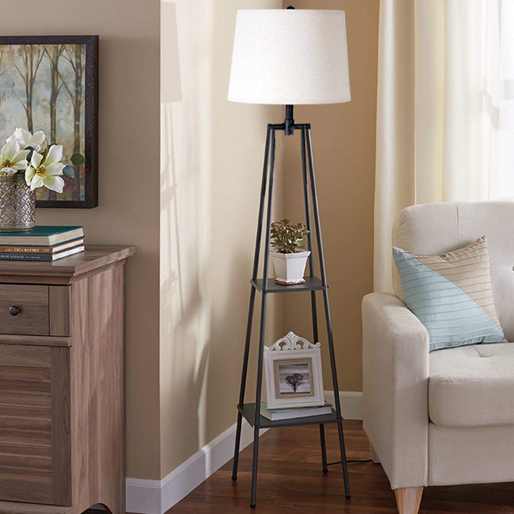 Modern Distressed Floor Lamp Black Contemporary Reading Light 3Way 4 Leg