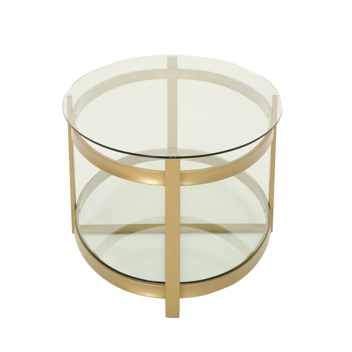 Christopher Knight Home Bell Tempered Glass Coffee Table|Round|Modern|Brass