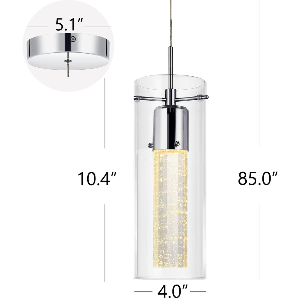 1 Light Single Cylinder Led with Crystal Accents Silver Modern Contemporary - Diamond Home USA