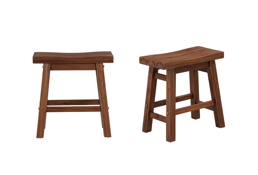 Boraam Sonoma Backless Saddle Dining Height Stool - Chestnut Wire-Brush - Set of