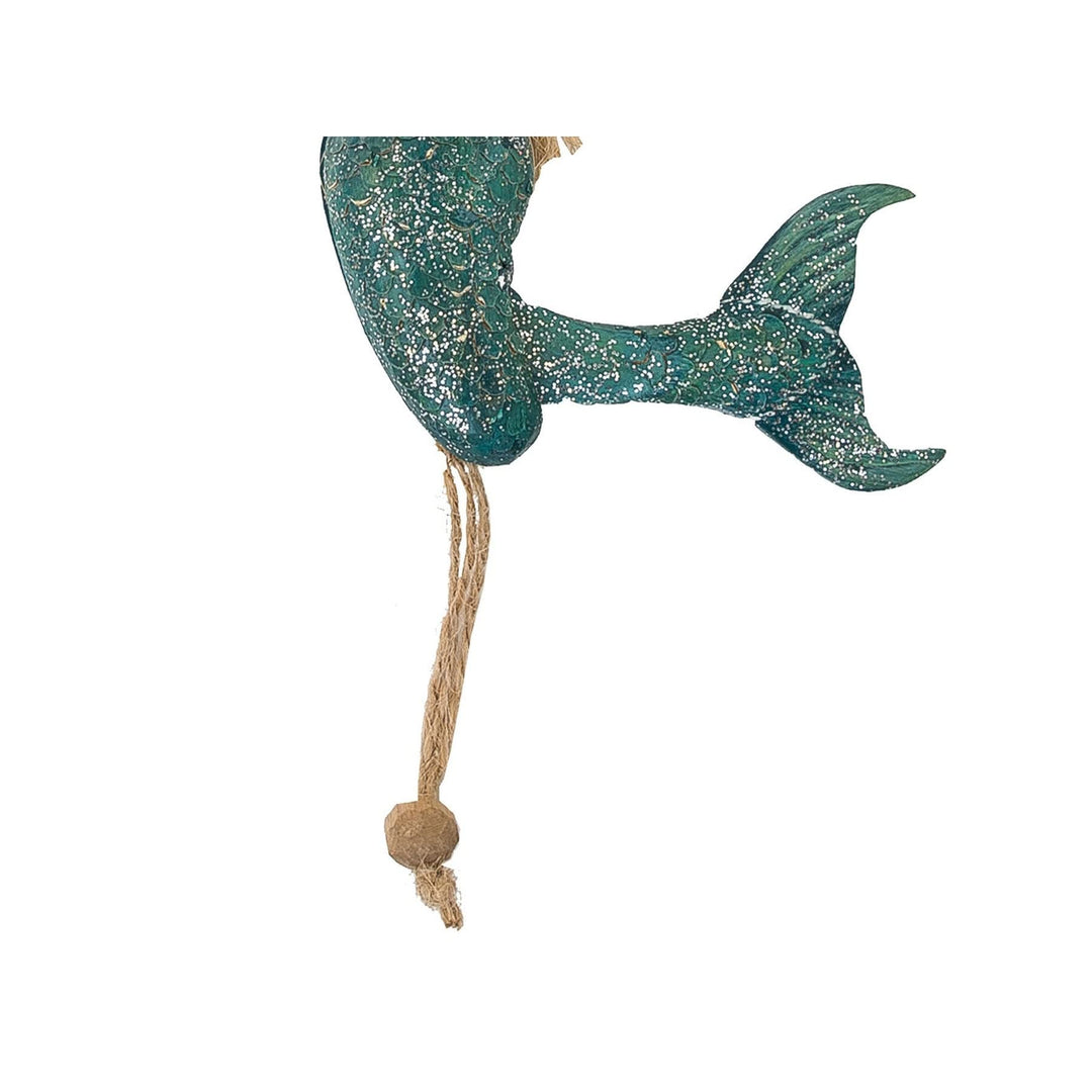 Jumping Mermaid Ornament 3.1" X 1" 5.5" Blue Animals Wood