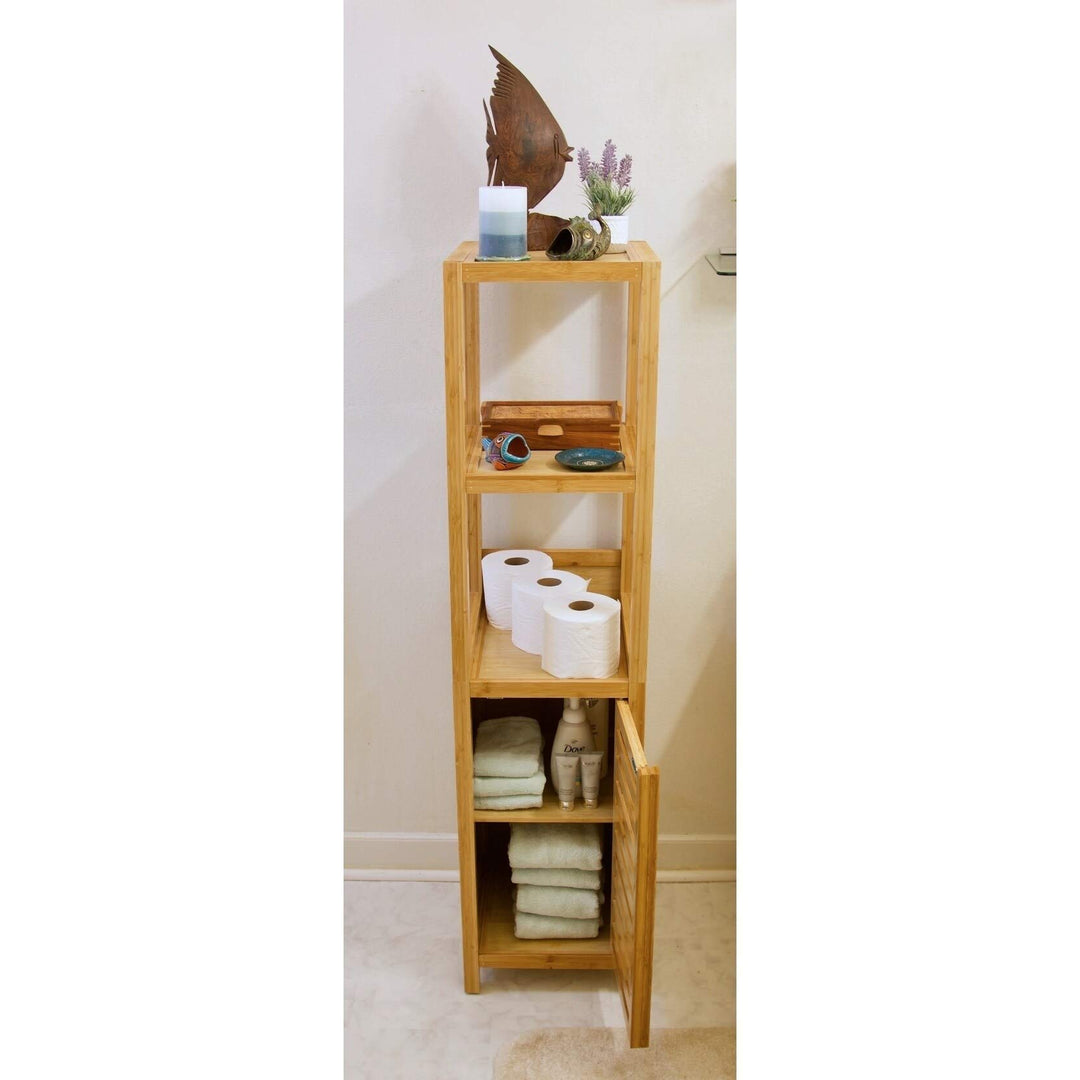 Burning Tree Solid Bamboo Sp Storage Tower Cabinet Tan Modern Contemporary