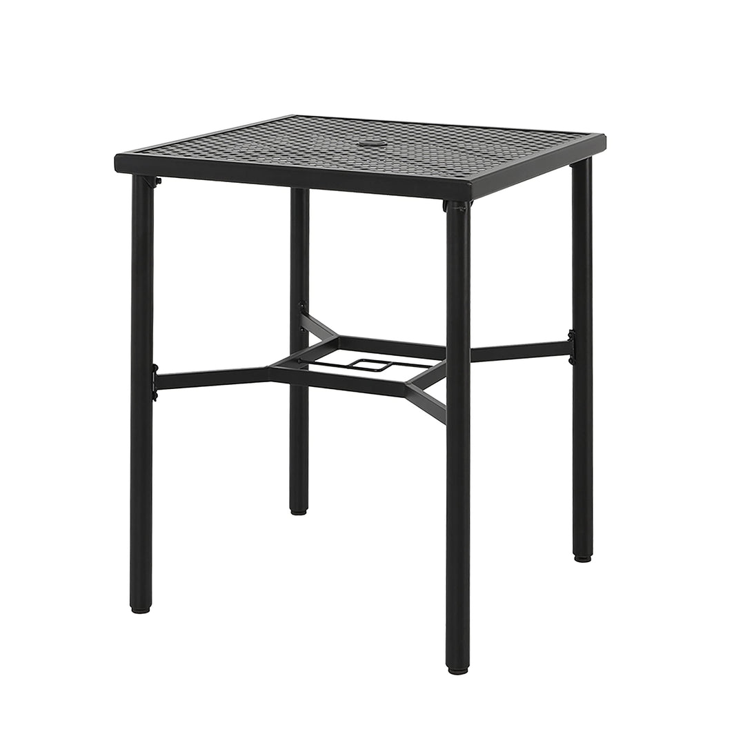 Garden 28-in. Outdoor Square Bar Table with an Umbrella Hole Black Classic