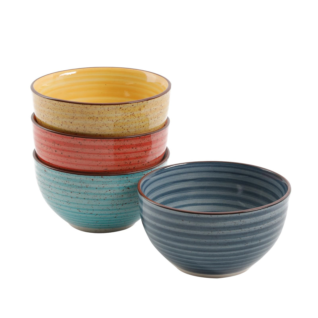 Gibson Home Color Speckle Multi Color Ceramic Bowl Sets Red Yellow Blue