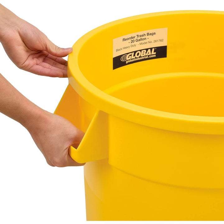 Global Industrial 20 Gallon Plastic Trash Container Garbage Can - Yellow