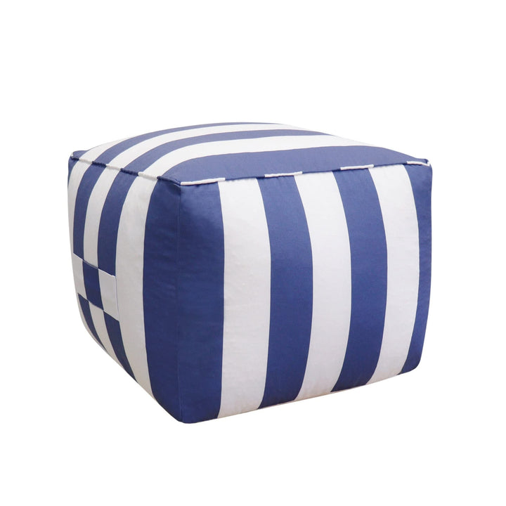 Galaxy White/Blue Striped Pouf Blue White Modern Contemporary Pattern Square