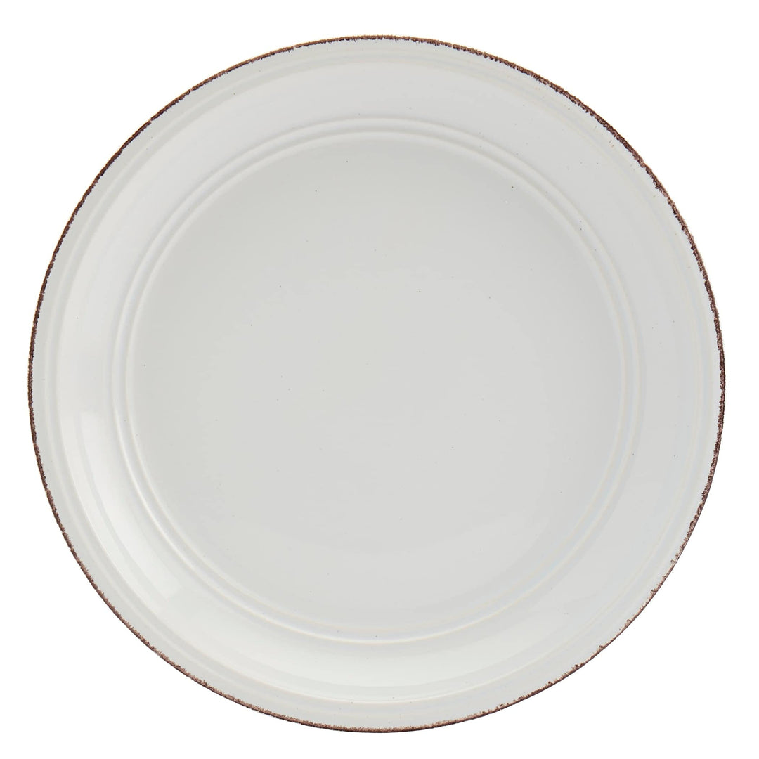 Tabletops Gallery 12pc White Farmhouse Dinnerware Set Solid Round Ceramic 12