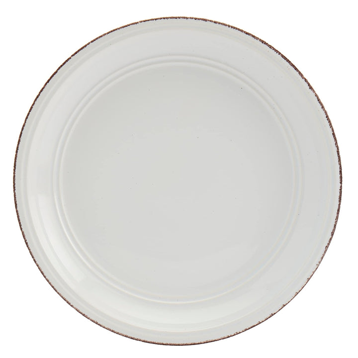 Tabletops Gallery 12pc White Farmhouse Dinnerware Set Solid Round Ceramic 12