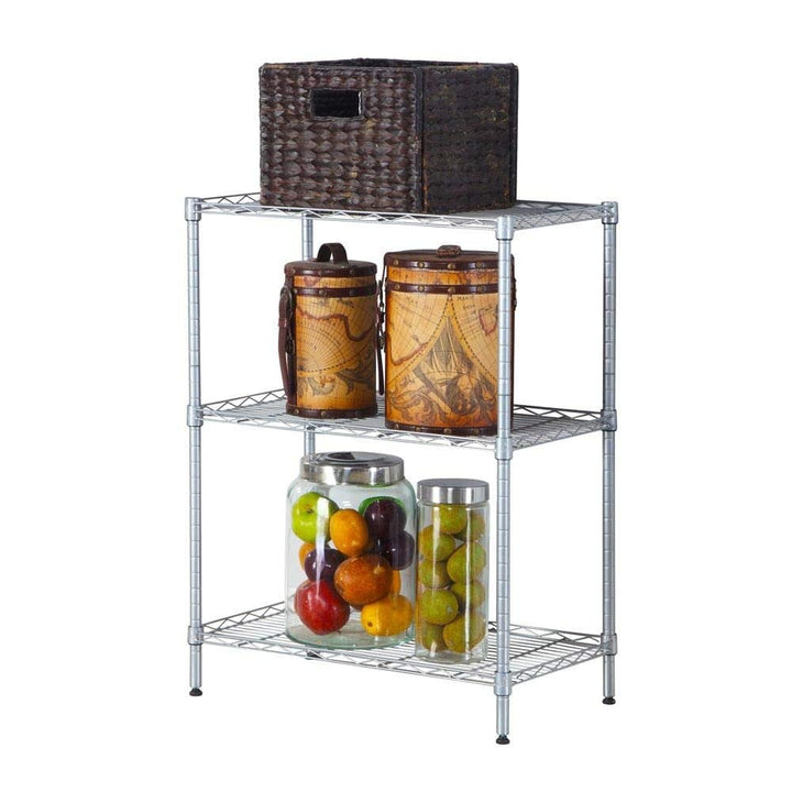 3 Tier Adjustable Wire Multiuse Organizing Rack Shelf Organizer Heavy Duty Steel - Diamond Home USA