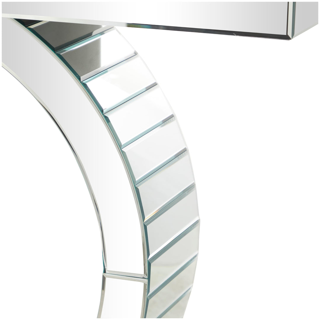 Silver Glass Mirrored Console Table Glam