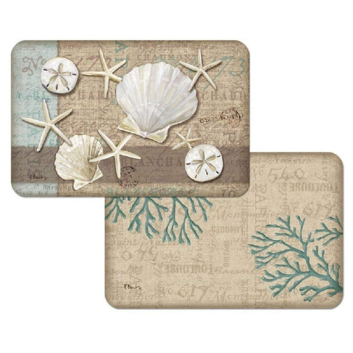 Set of 4-11.5 x 17.75 Beige Beach Theme Kitchen Placemats Ocean Sea Shell