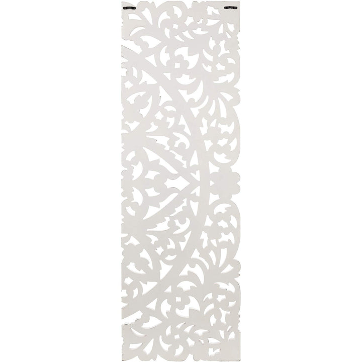 Floral Hand Carved Antique White Wooden 48x48-inch 3-Panel Wall Art Transitional