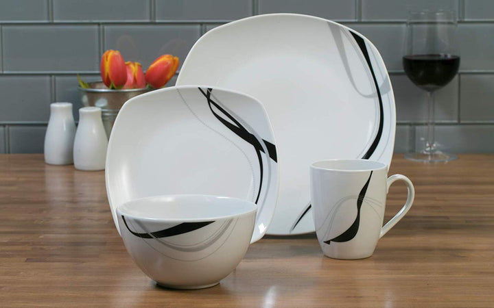 Carnival 16pc Soft Square Porcelain Dinnerware Set